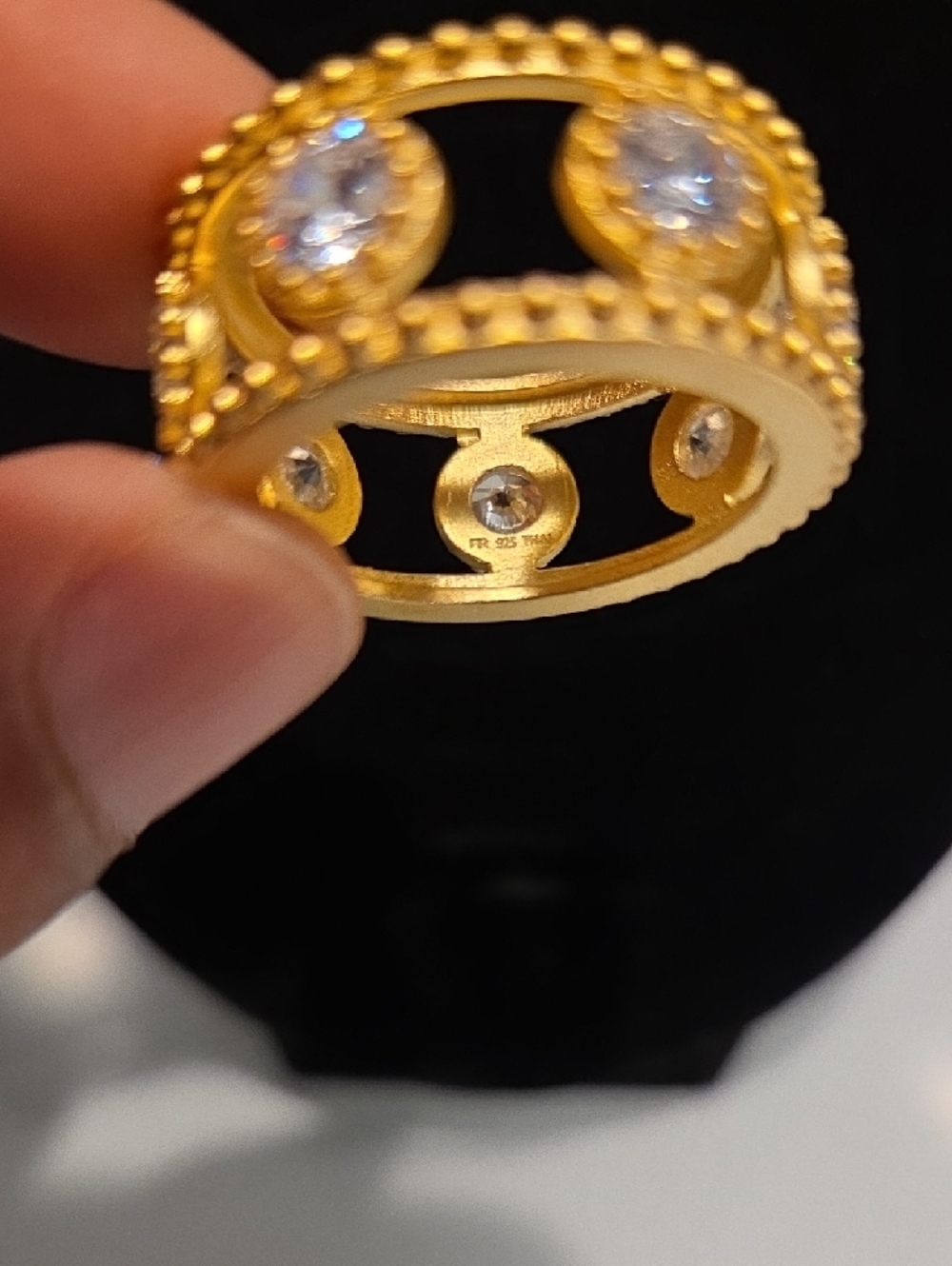 Freida Rothman Gold Ring with Clear Crystals - Picture 3 of 7